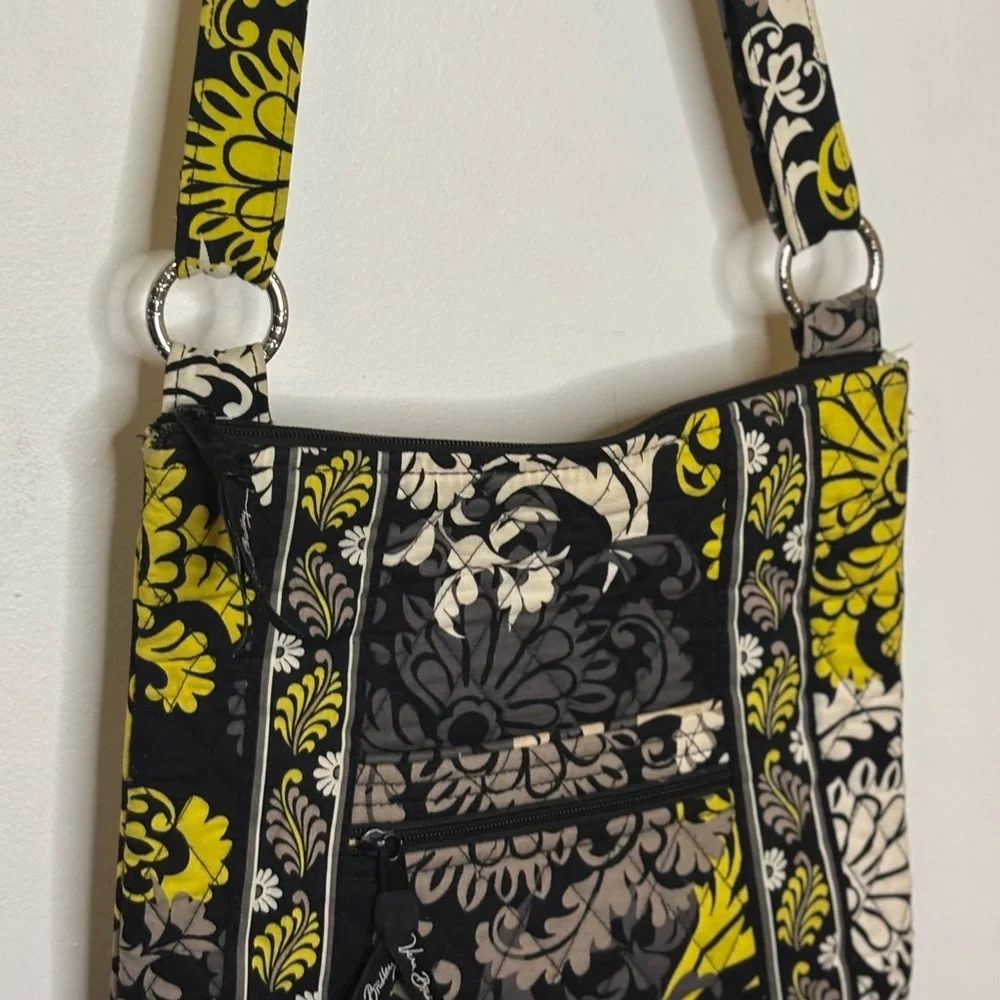 Vera Bradley Black Gray Yellow Floral Backpack & Crossbody Set